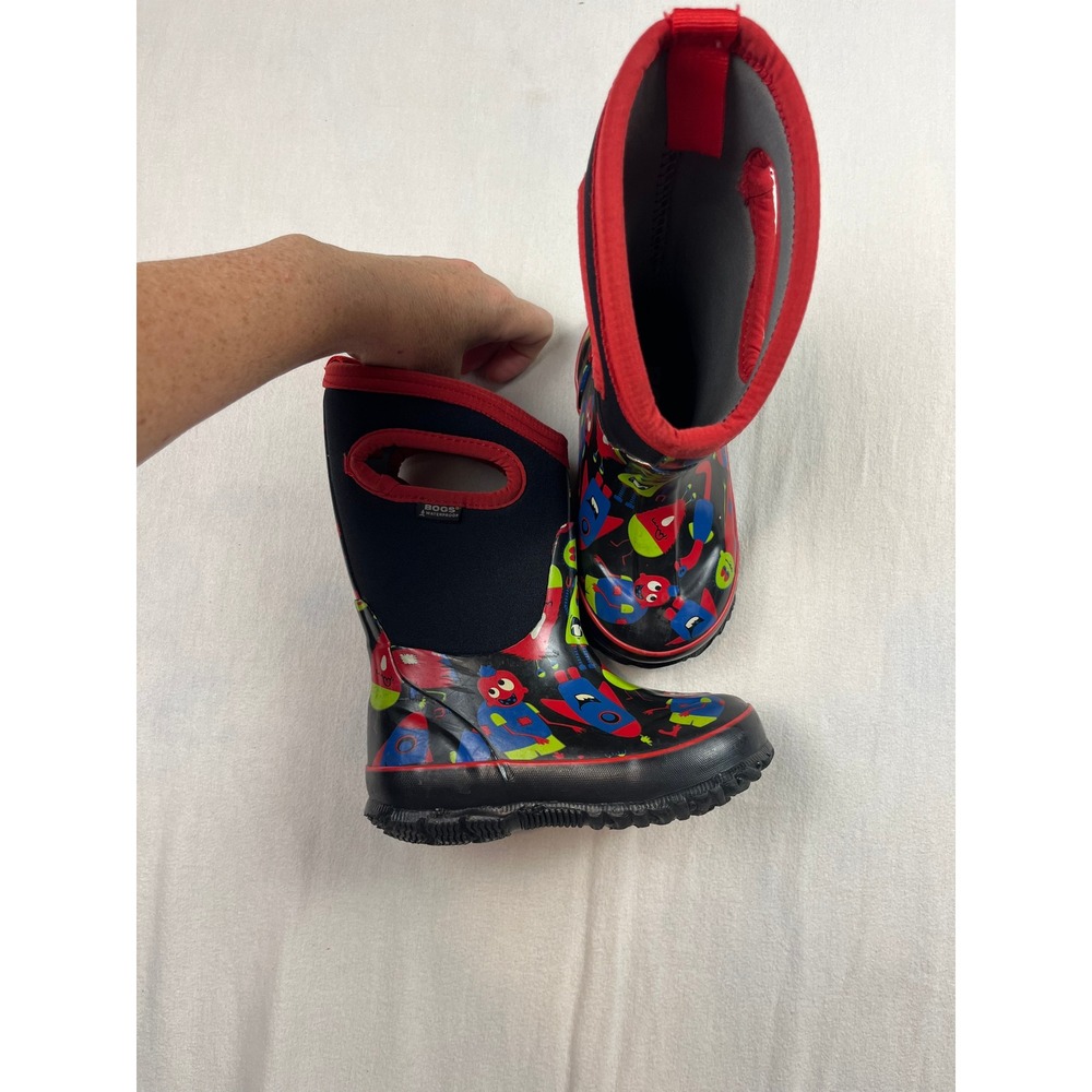 Bogs Kids Classic Monsters Waterproof Insulated Winter Boots Black Red Size 9